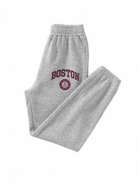 

women's pants & capris letter graphic thermal lined sweatpants b0on#, Black;white