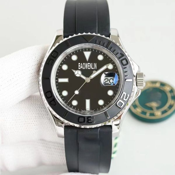 

men designer watch rol yachtmaster 40mm model automatic mechanical watches date sweeping movement luxury wristwatch self-winding luminous 3a, Slivery;brown
