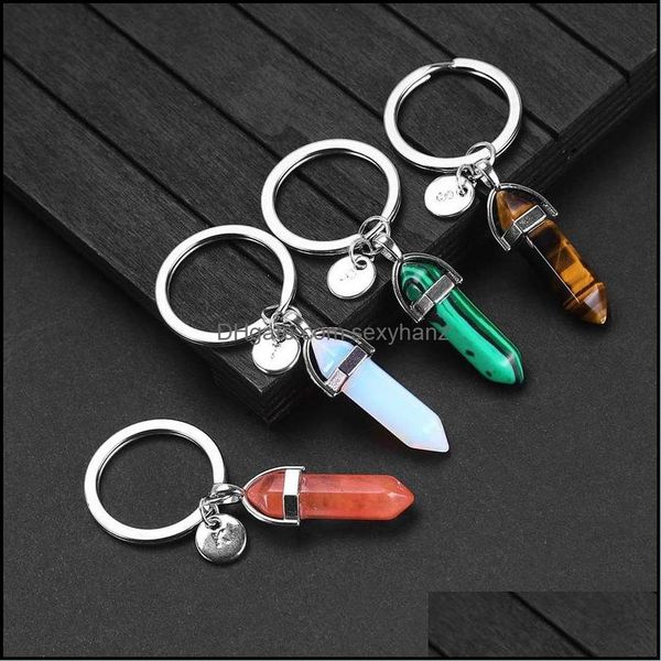 

keychains fashion 26 letter key rings natural stone pendant keychain rose quartz stones crystal lover chains accessories jewelry gift dhz2r, Silver