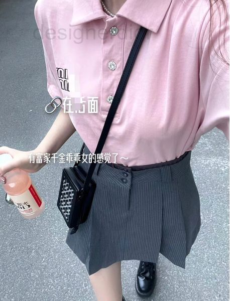 

women's t-shirt designer mu mi22's new polo neck short sleeve t-shirt is fashionable simple casual and easy to match wxjd, White