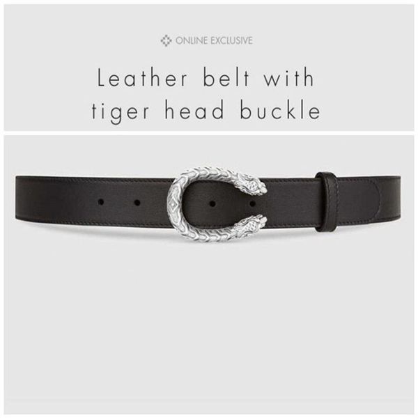

designer belts luxury belts mens womens famous belt brand casual tiger head smooth buckle leather belt 2 colors width 38mm 27t, Black;brown