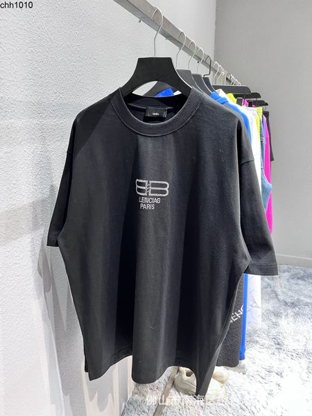 

spring and summer tee new b home high version diamond lock letter fashion brand paris loose casual mens and womens short sleeved t shirt, White;black