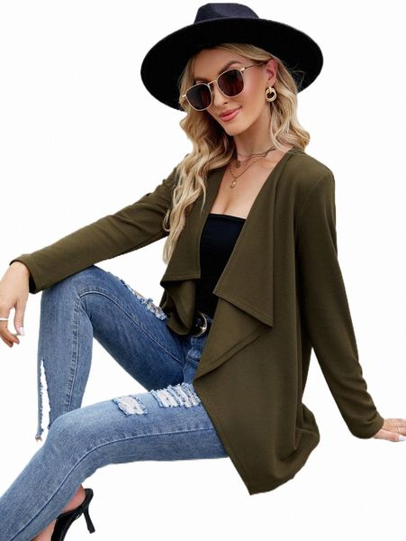 

women's down & parkas waterfall collar open front coat p7sj#, Black