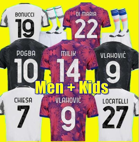

fans player version 22 23 soccer jersey pogba vlahovic chiesa 2022 2023 football shirt set di maria locatelli morata de ligt juventus kean m, Black;yellow