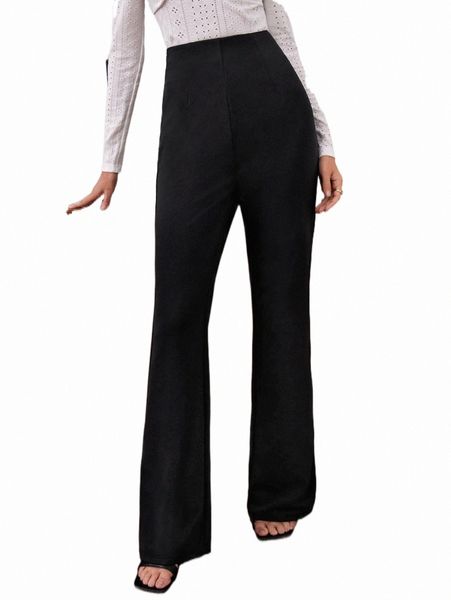 

women's pants & capris solid high waist flare leg pants g213#, Black;white