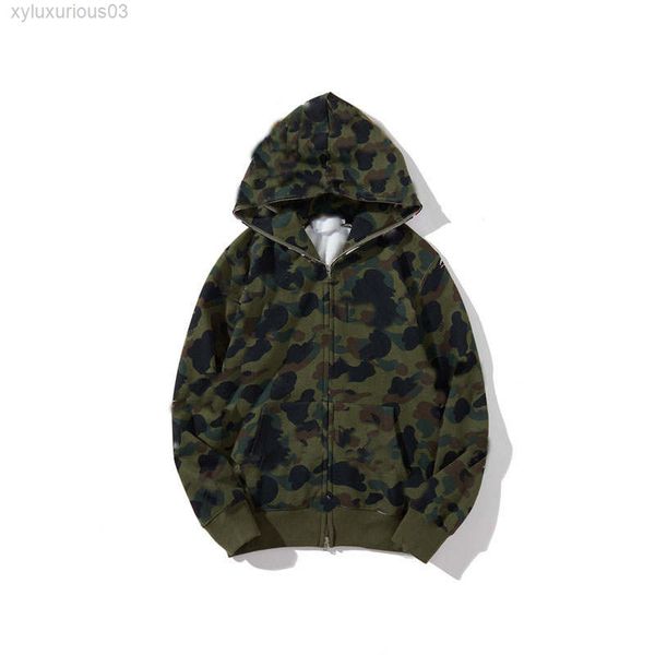 

hoodie shark camouflage luminous spotted men sweatshirt full zipper, Black
