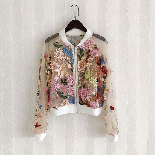 

embroidery flower women lady jacket short coat sun protection fashion clothing xy3624, Black;brown