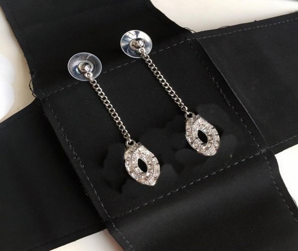 

woman earrings rhinestone earrings for gift charm brass 925 sil, Silver
