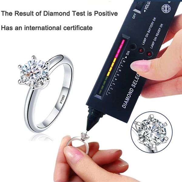 

panash 0.5/1/2/3 ct solitaire moissanite ring pt950 platinum rings for women eternity engagement wedding band jewelry gift, Slivery;golden