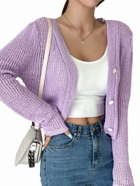 

women's sweaters dazy pointelle knit single breasted cardigan m1ek#, White;black