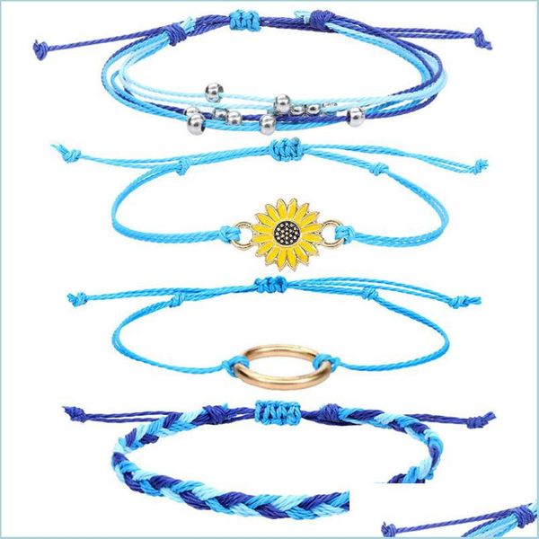 

other bracelets adjustable braided rope bracelets mtilayer bracelet handmade diy bangle for women girls fashion jewelry q541fz drop d dhmgh, Golden;silver