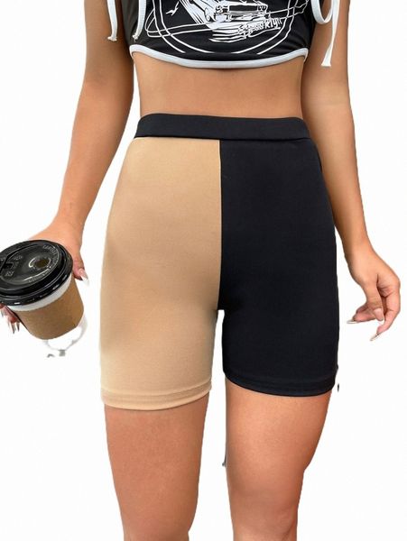 

women's shorts two tone biker shorts 2022 new j71a#, White;black