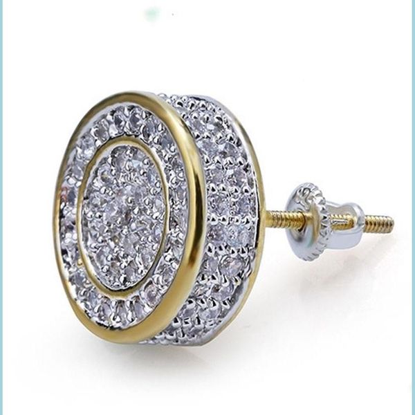 

stud new fashion earrings for mens iced out gold sier stud diamond rock punk round wedding 362 q2 drop delivery 2021 jewelry vipjewel dhat7, Golden;silver