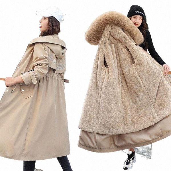 

women's down & parkas women's down & parkas women loose clothing outerwear s long style big hair collar embroidery school overcome, Black