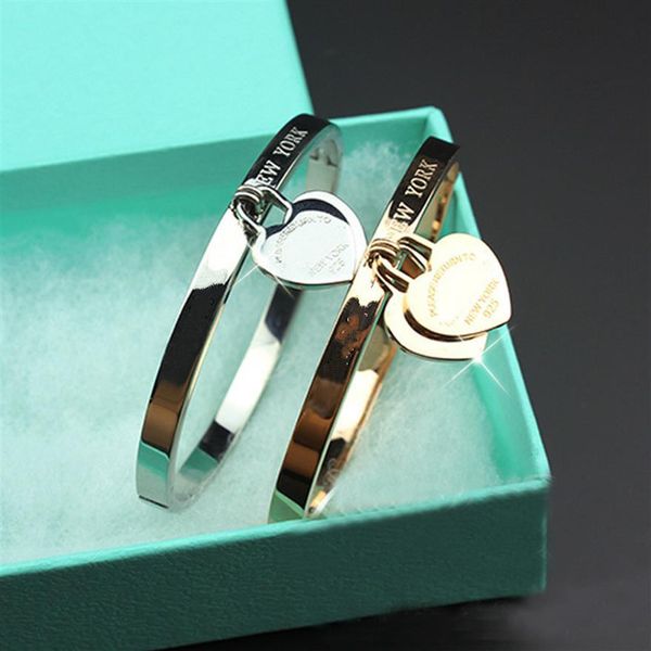 

316ltitanium steel rose gold bangles whole gold love bracelet&bangle for woman jewelry exquisite heart women gift237a, Black