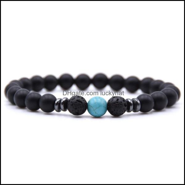 

beaded strands lava agate beads bracelet elastic healing relief new products drop delivery 2021 jewelry bracelets dhseller2010 dhd8g, Black