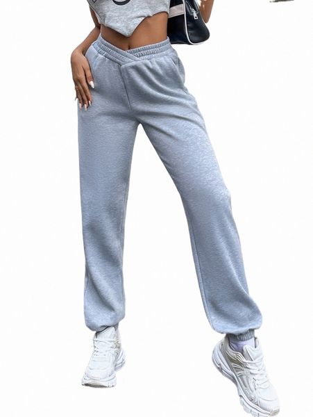 

women's pants & capris elastic waist slant pocket sweatpants s78e#, Black;white