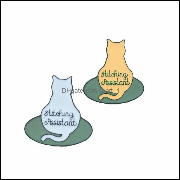 

pins brooches selling cute cartoon creative orange and blue cats stitching assistant alloy enamel pin badge brooch c3 drop de sport1 dhbg7, Gray