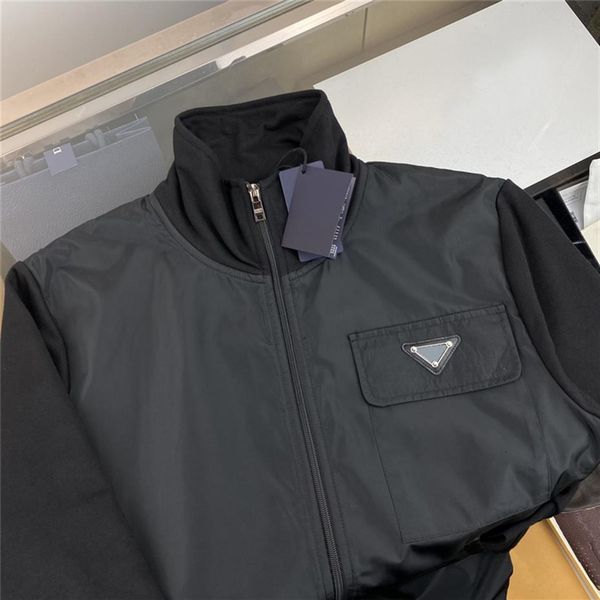 

stand collar mens designer jacket brand classic triangle mens fashion windbreaker long sleeve outdoor jacket266s, Black;brown