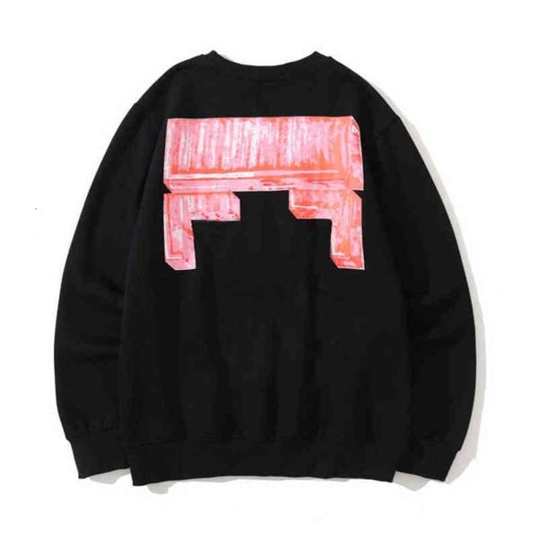 

classic mens loose offs sweatshirts designer fashion hoodies pullover hip hop oil paint back arrow x men women hooded casuals, Black