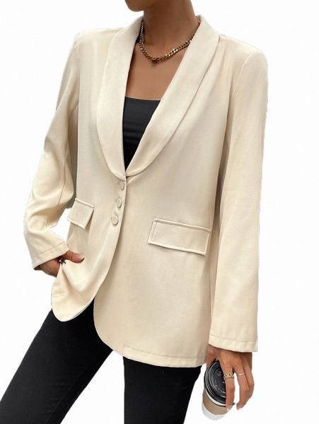 

women's two piece pants shawl collar single breasted blazer k2kn#, White