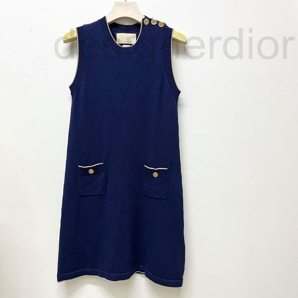 

women's knits & tees designer summer new product small fragrance straight tube dress women's design sense round neck sleeveless sw, White