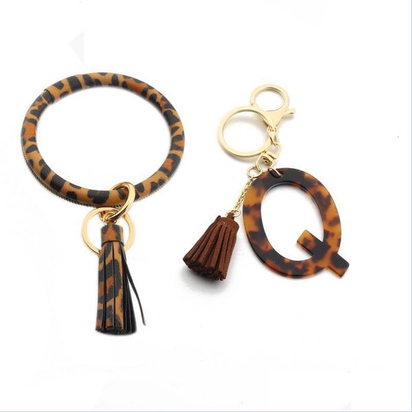 

key rings keys rings bracelets bangle classic leopard print 26 letter tassel pendant wristlet keyrings for women fashion je mjfashion dhzjv, Slivery;golden