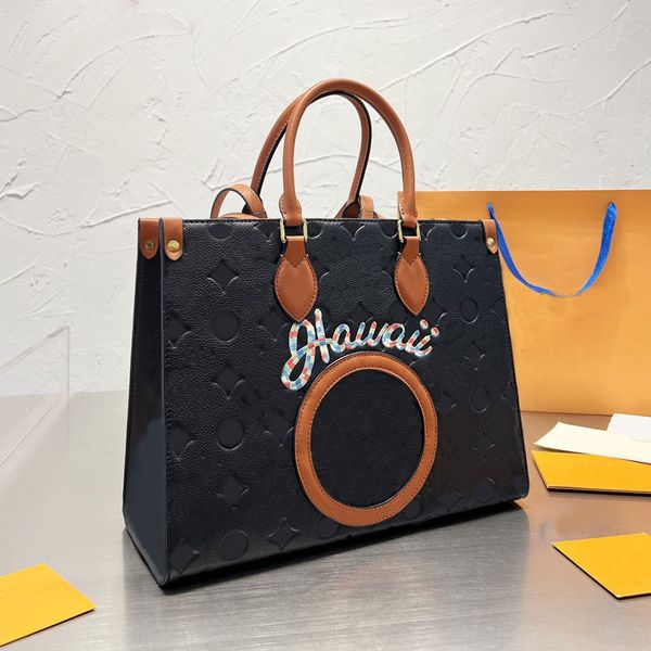 

tote bag imprint women handbag large capacity shoulder bags color letters printing beach bags genuine leather plain thread two handle belt s