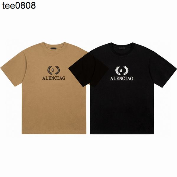 

fashion brand balencaigass paris ears of wheat letter printing simple fashion versatile short sleeve ins net red men's and women's, White