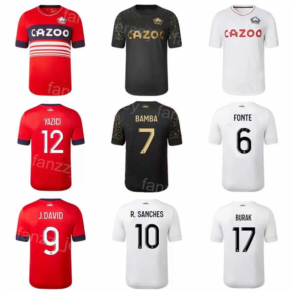 

2022-23 club lille soccer 12 yusuf yazici jerseys fc 9 jonathan david 17 burak yilmaz 10 ikone 28 reinildo mandava 7 jonathan bamba 6 jose f, Black;yellow