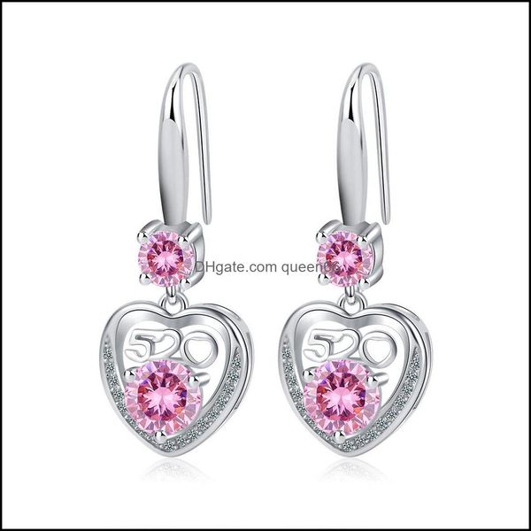 

charm s925 stamp sier plated crystal charms pink blue white zircon earrings long tassel flower hook type womens fashion dhseller2010 dhimc, Golden