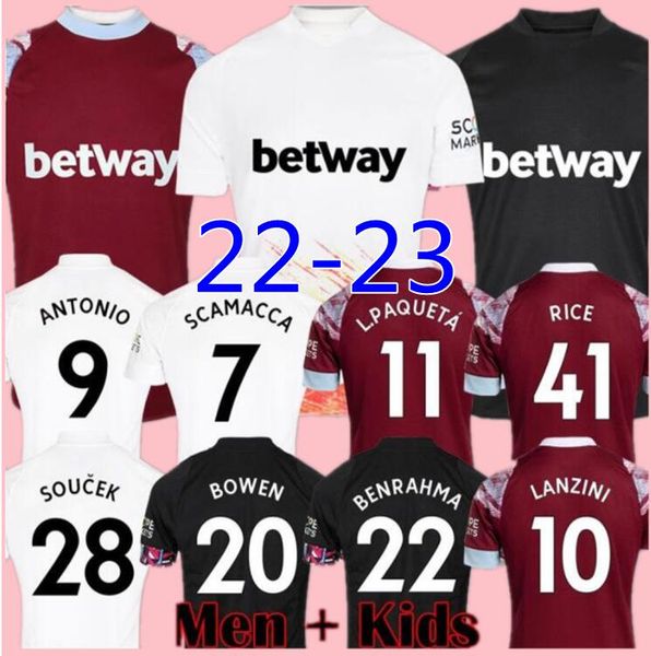 

22 23 whu soccer jerseys 2022 2023 . paqueta west scamacca rice kits lanzini antonio hams noble vlasic united bowen football shirts benrahm, Black;yellow