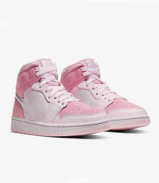 

women men basketball shoes digital pink 1s jumpman 1 mid white fashion trai