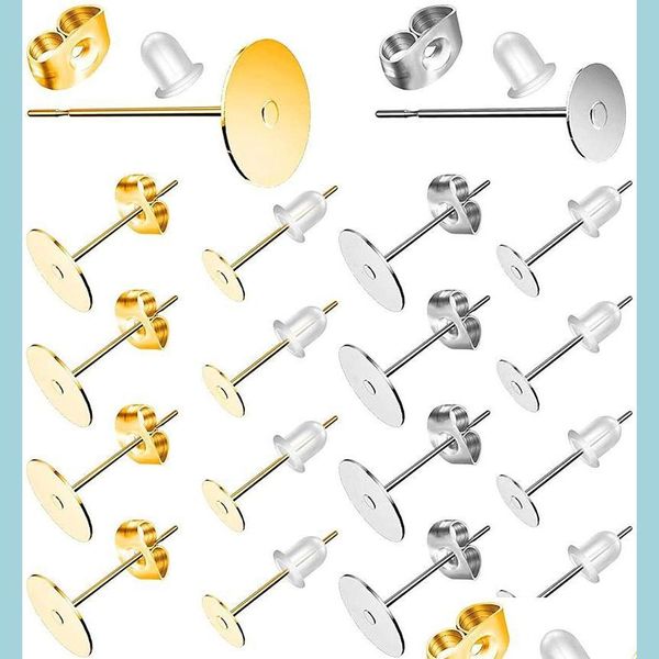 

stud stud 500pcs earring posts and backs hypoallergenic studs for jewelry making with butterfly rubber backsstud studstud drop delive dhcob, Golden;silver