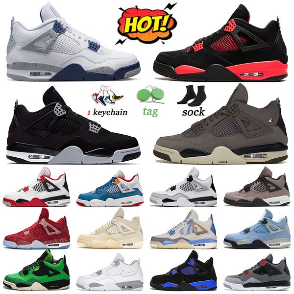 

men trainers 4s basketball shoes violet ore j4 red thunder jumpman 4 midnight navy infrared sports messy room military black canvas manila w
