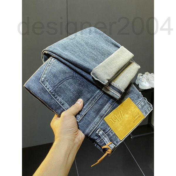 

men's jeans designer nostalgic blue fit straight leg men's new spring 2022 casual pants with holes and patches 5owq
