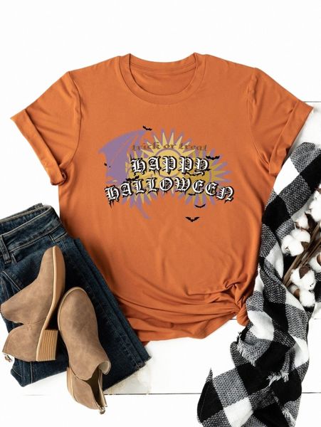 

plus size t-shirt plus halloween print tee 2022 new e6ij#, Black