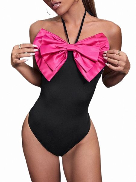 

women's t-shirt bow front tie backless halter bodysuit w2po#, White