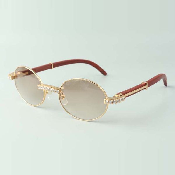 

xl diamond designer sunglasses 7550178 retro round frame with wood legs, White;black