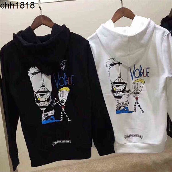 

hoodie hearts designer chrx graffiti letter printing zipper hoodie sweater coat, Black