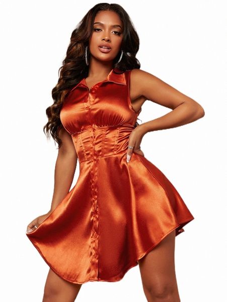 

casual dresses sxy button front ruched satin shirt dress q6h6#, Black;gray