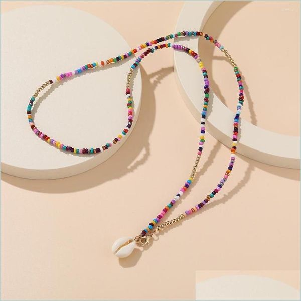 

chokers choker mtilayer beaded necklace for women fashion bohemian simple colorf strand seashells gift jewelry drop delivery 2021 nec dhx17, Golden;silver