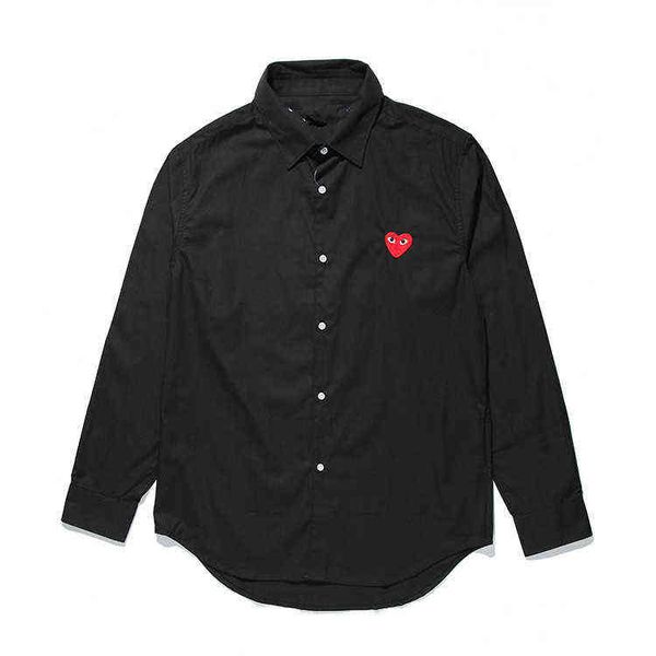 

others apparel heyplay fashion brand peach heart long sleeve shirt for men and women pure cotton black red cardigan lovers, Black;white