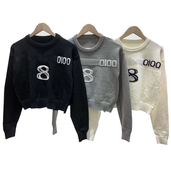

fashion letter sweaters pullover for women round neck knitted sweatshirts lady sweater casual short style clothes, White;black