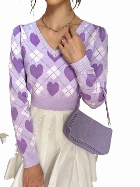 

women's sweaters argyle & heart pattern sweater j693#, White;black