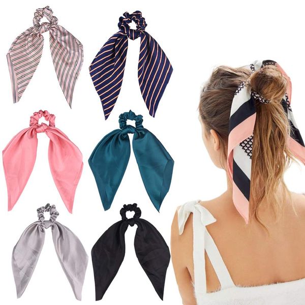 

hair rubber bands l scrunchies satin silk elastic scarf ponytail holder scrunchy ties vintage accessories for women girls drop sport1 amqt4, Pink