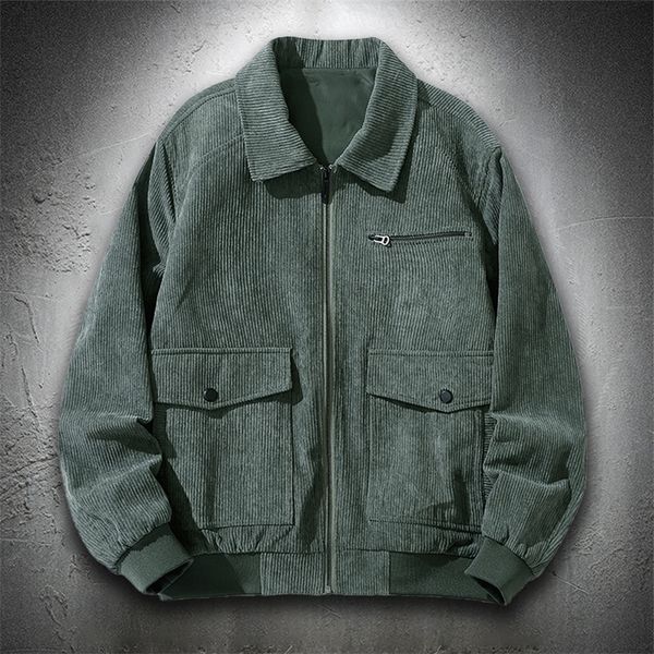 

men's jackets corduroy jacket men trucker spring autumn vintage style lightweight turndown collar retro high street coats mens 220908, Black;brown