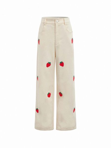 

women's pants & capris mod strawberry print straight leg pants p0tm#, Black;white