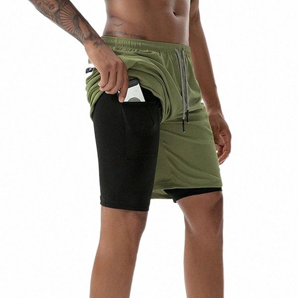 

men's shorts men's fashion 2 in 1 shorts 2022 skinny sports multi-function fitness gym runing with built-in hips pockets m65u#, White;black