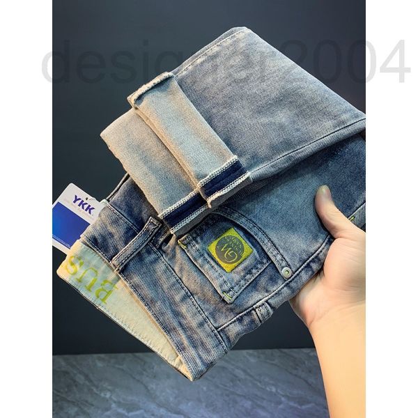 

men's jeans designer spring and summer 2022 new jeans men's fashion brand light luxury ins korean embroidery slim fit small feet v, Blue